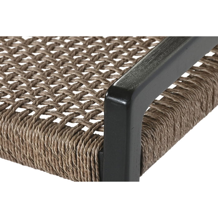 DKD Home Decor Silla de Teca y Fibra Negro