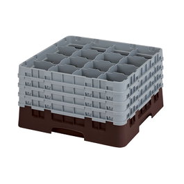 CAMBRO Cesta de lavado 16 comp. 4 alturas Castaño