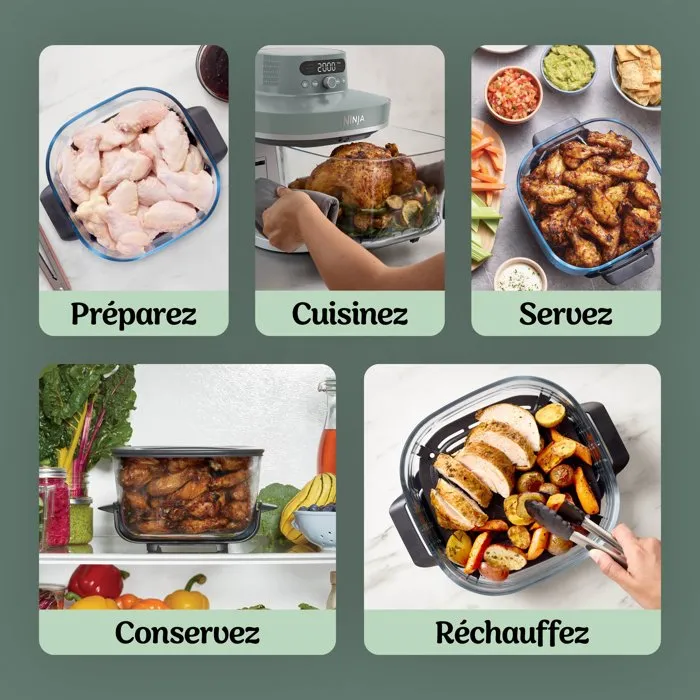 Ninja Air Fryer Crisp Pro AF151 - Freidora de aire 5.7L + 2.3L, 2100W, 5 programas, Color blanco