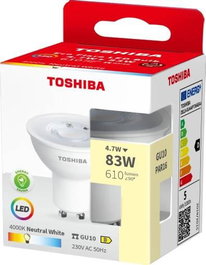 TOSHIBA ECOFLARE Bombilla LED GU10 4.7W, 4000K Blanco Neutro