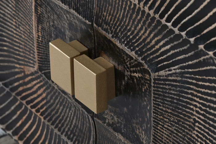 DKD Home Decor Mueble TV Colonial Negro Dorado 160 x 50 x 40 cm