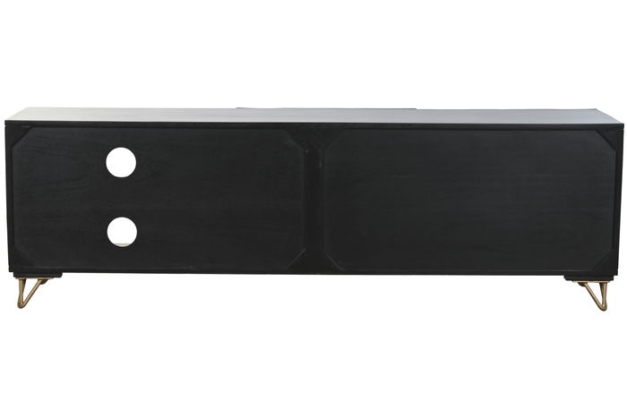 DKD Home Decor Mueble TV Colonial Negro Dorado 160 x 50 x 40 cm