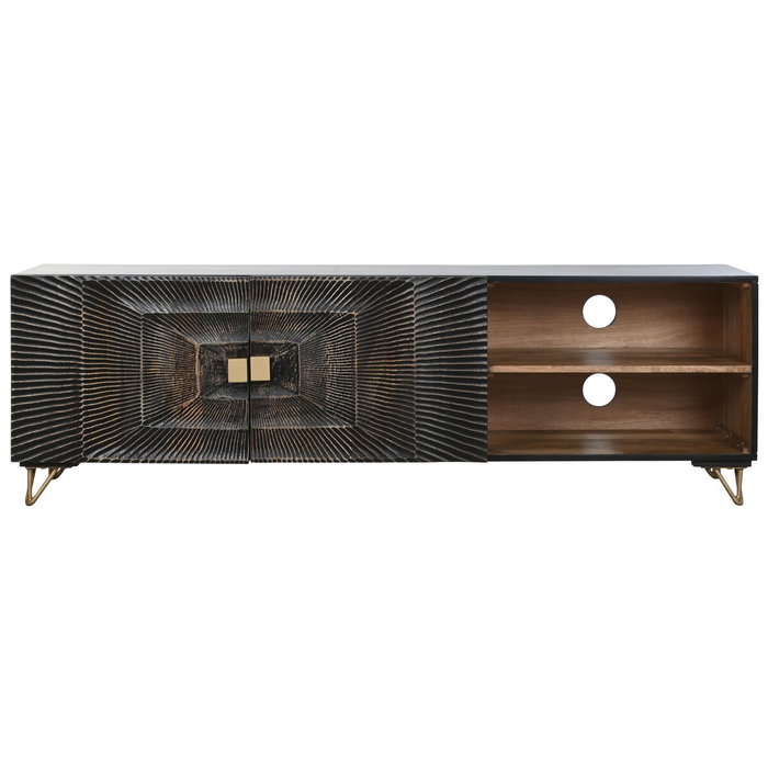 DKD Home Decor Mueble TV Mandala Mango y Metal Negro 160x40x50 DKD Home Decor Mueble TV Mandala Mango y Metal Negro 160x40x50