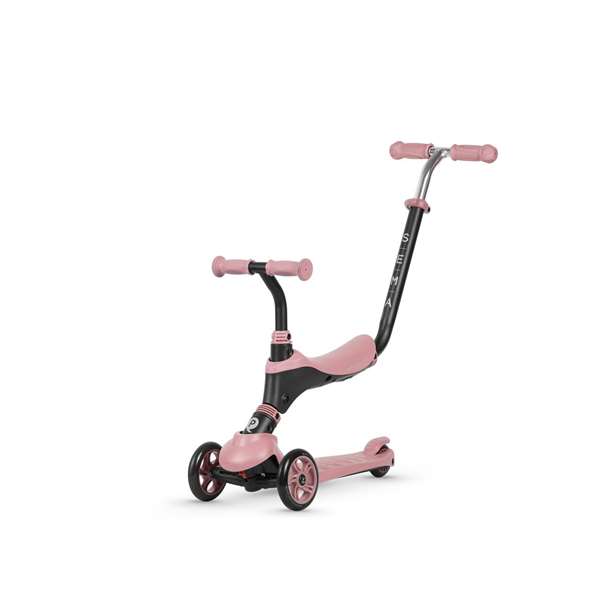 Ociotrends Patinete 5 en 1 Rosa Infantil - Patinete con asiento y empuñadura para niños de 1 año, con 3 ruedas, sonidos e idiomas español/inglés/francés