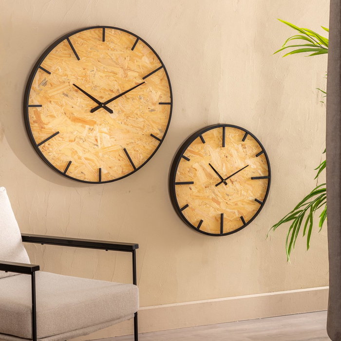 Reloj Natural-Negro Dm-Metal Decoración 80 X 4,50 X 80 cm