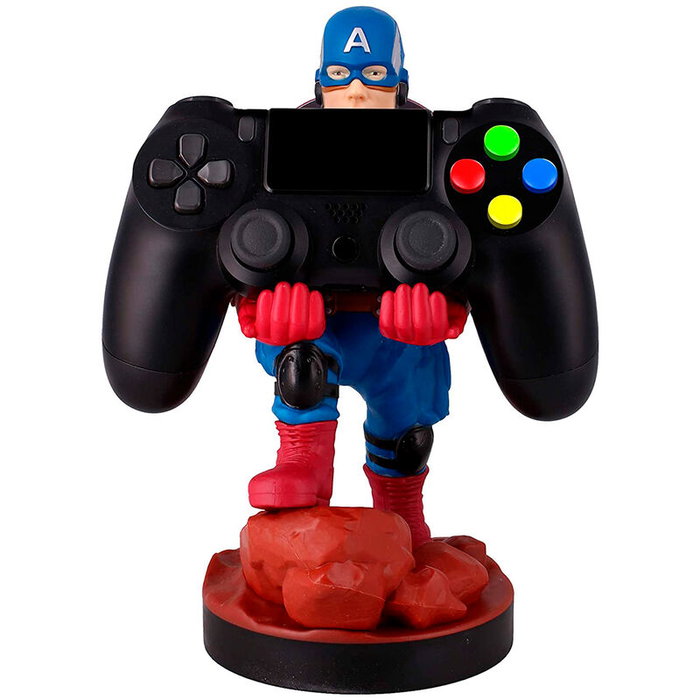 EXQUISITE GAMING Cable Guy Soporte Sujeción Figura Capitán América Marvel 20cm para Mandos y Móviles