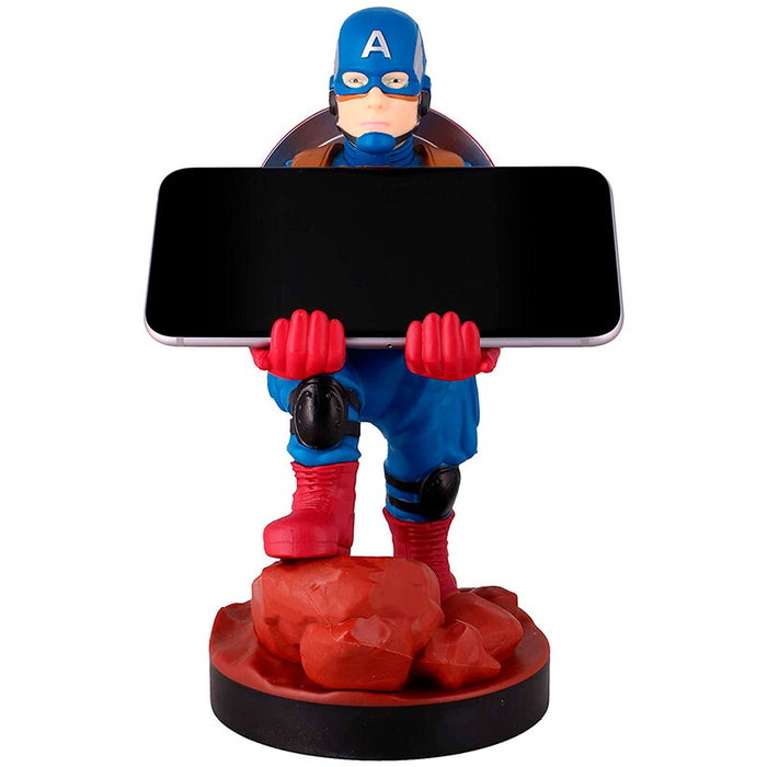 EXQUISITE GAMING Cable Guy Soporte Sujeción Figura Capitán América Marvel 20cm para Mandos y Móviles