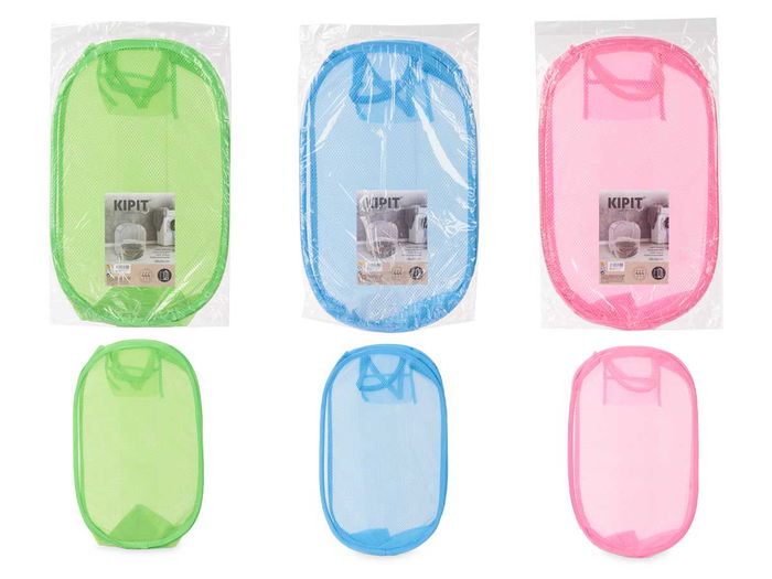 Kipit Cesto Ropa Colores Vivos Plástico 36x59x0.4 cm (Azul, Rosa, Verde) (Set de 24)