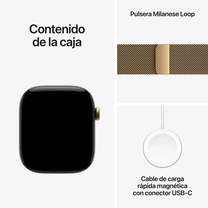Apple Watch Series 12 GPS + Cellular 46 mm Titanio Oro Brillante Milanese Loop M/L
