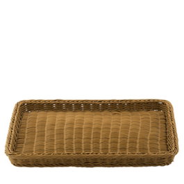 SUMMA Cesta Pan para Buffet y Exposición 46x33 cm, Polipropileno Color Crema con Acabado Efecto Ratán