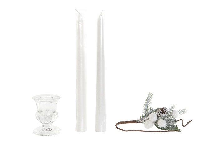 DKD Home Decor Set de 4 Velas de Parafina y Cristal Blancas DKD Home Decor Set de 4 Velas de Parafina y Cristal Blancas