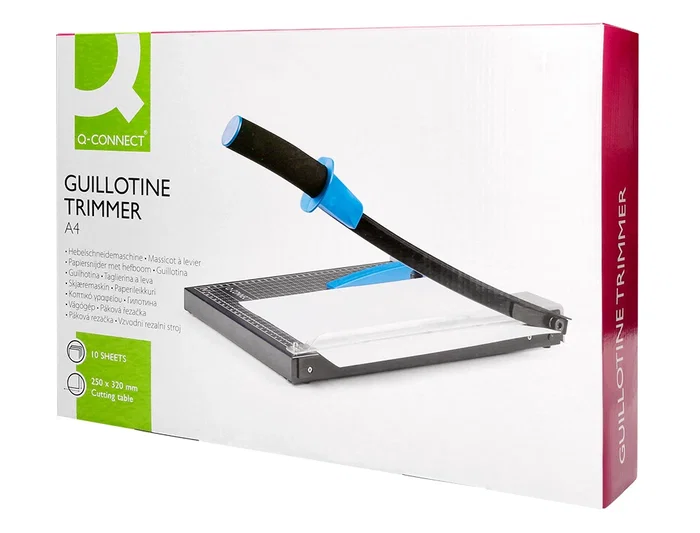 Q-connect Cizalla Metálica de Palanca para Papel DIN A4, Capacidad de Corte 10 Hojas