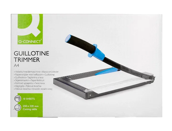 Q-connect Cizalla Metálica de Palanca para Papel DIN A4, Capacidad de Corte 10 Hojas