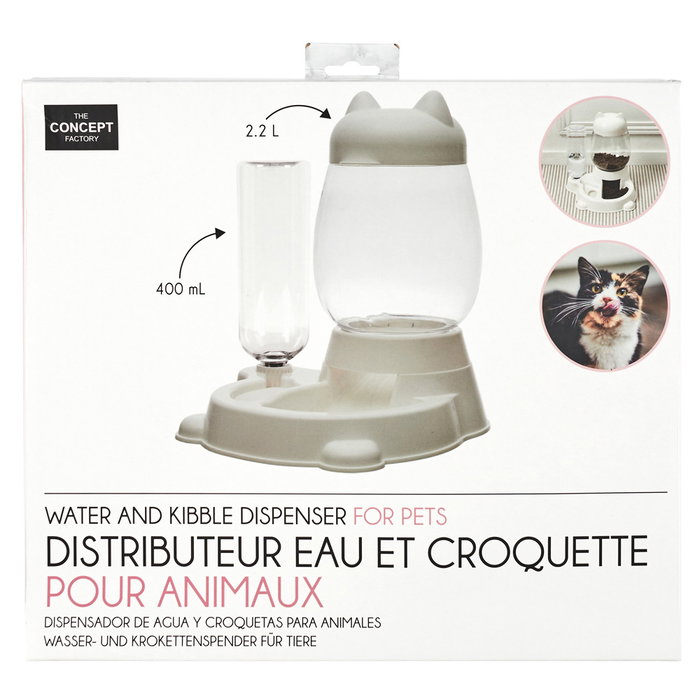 The Concept Factory Comedero-Bebedero Gato 2 en 1 Mon Chat Mon Ch Capacidad 2.2L Comida 400ml Bebida Medidas 25x27xh30cm