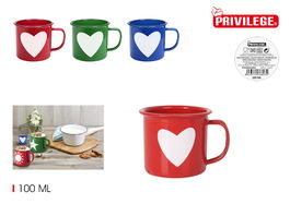 Privilege Taza Esmaltada 150ml Color/Diseño - 6.8 cm Ancho x 6 cm Alto x 8.5 cm Largo (24 Unidades)