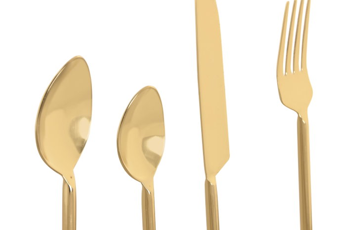 DKD Home Decor Set de Cubertería 16 Piezas Inox Corazón Dorado
