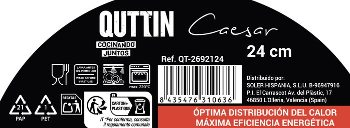 Quttin Sartén de Acero Caesar 25.5 cm para Inducción