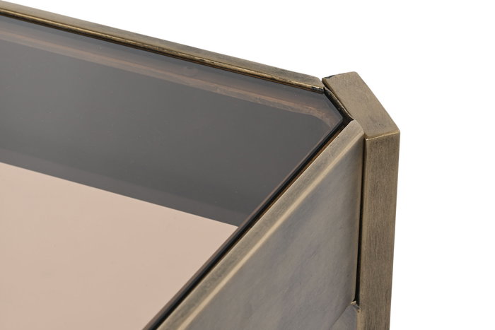 DKD Home Decor Mesa de Centro de Metal y Cristal Dorado