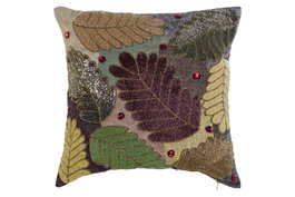 DKD Home Decor Funda Cojín Multicolor 1 x 50 x 50 cm con Hojas en Poliéster