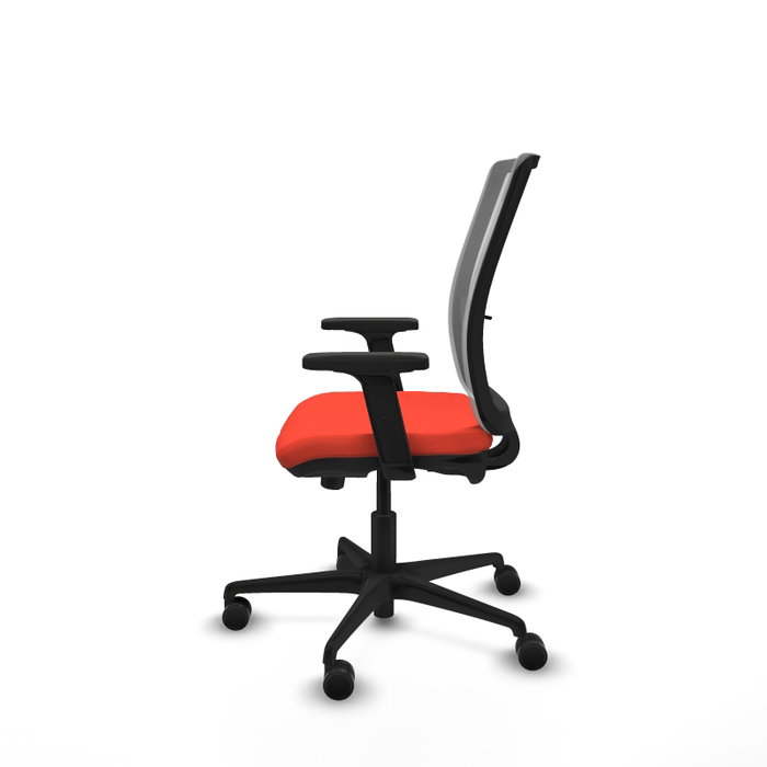 Silla de oficina Haches con mecanismo Sincro/Traslack tapizada con Tela color Naranja oscuro y malla color Gris. Equipada con lumbar 1D, Brazos 2D y Ruedas 65mm nailon Silla de oficina Haches con mecanismo Sincro/Traslack tapizada con Tela color Naranja oscuro y malla color Gris. Equipada con lumbar 1D, Brazos 2D y Ruedas 65mm nailon