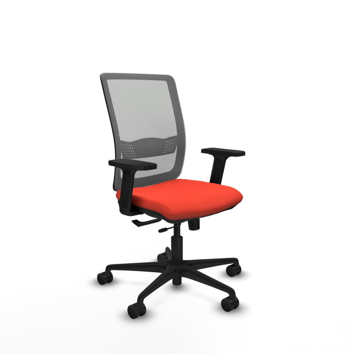 Silla de oficina Haches con mecanismo Sincro/Traslack tapizada con Tela color Naranja oscuro y malla color Gris. Equipada con lumbar 1D, Brazos 2D y Ruedas 65mm nailon Silla de oficina Haches con mecanismo Sincro/Traslack tapizada con Tela color Naranja oscuro y malla color Gris. Equipada con lumbar 1D, Brazos 2D y Ruedas 65mm nailon