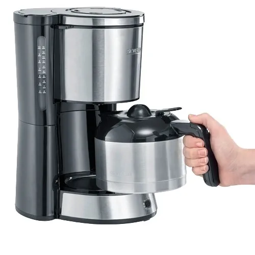 Severin KA 4847 Cafetera de filtro plateada, 1000W, 1.25L, para 8 tazas, jarra térmica