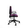 Silla de oficina Elche con mecanismo Asincro tapizada con Similpiel color Morado. Equipada con Base piramidal negra, Brazos fijos y Ruedas 65mm nailon
