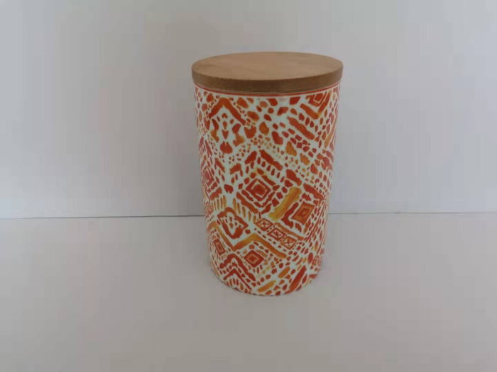 DKD Home Decor Bote Porcelana Bambú 9,8x9,8x15,5 2 Surt.