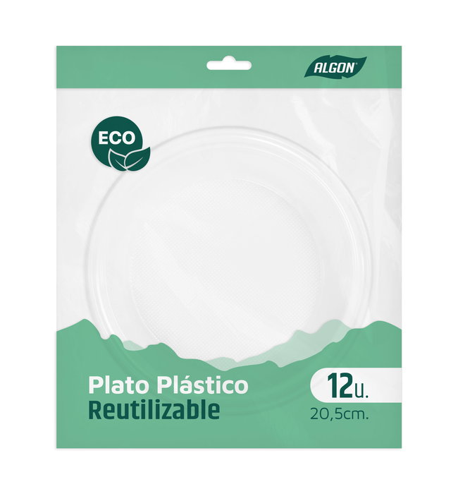 Algon Set de 12 Platos Hondo Rojo Económico de Plástico, 20.5 cm de Diámetro y Dimensiones 26.5 x 23.3 x 4.4 cm (18 Unidades)