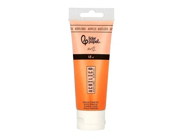 Liderpapel Pintura Acrílica Tubo de Plástico 60 ml Color Naranja Permanente