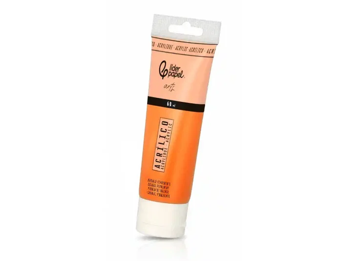 Liderpapel Pintura Acrílica Tubo de Plástico 60 ml Color Naranja Permanente