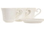 DKD Home Decor Pengjia flower 2025 Set de 6 Tazas de Café Porcelana y Bambú Blanco Natural 20 x 25 x 22 cm 90ml Apto microondas y lavavajillas