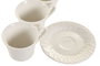 DKD Home Decor Pengjia flower 2025 Set de 6 Tazas de Café Porcelana y Bambú Blanco Natural 20 x 25 x 22 cm 90ml Apto microondas y lavavajillas