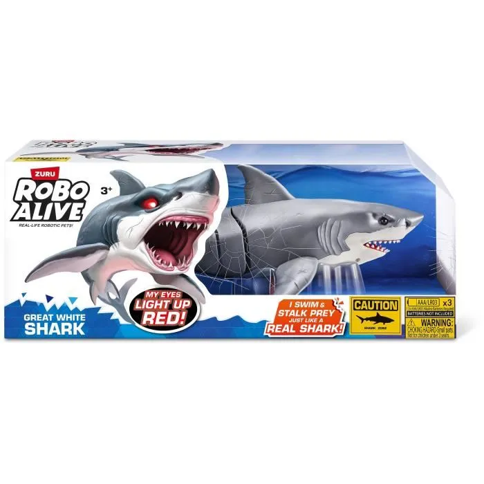 Zuru Robo Alive Shark Attack Tiburón Blanco Juguete Interactivo con Movimientos Realistas y Ojos Brillantes 1721839408360