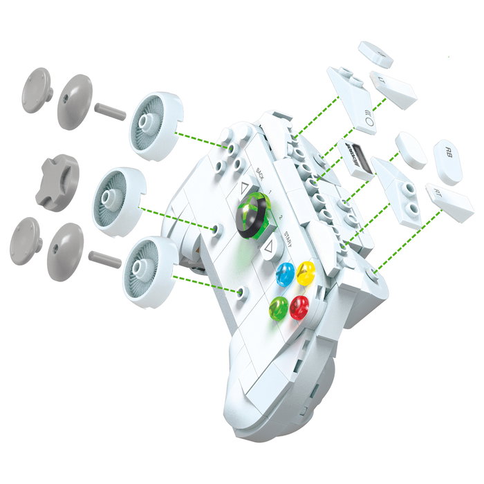 MEGA HWW15 Juego de construcción para adultos, Set coleccionable Xbox 360 con luces, 1342 piezas, Compatible con LEGO