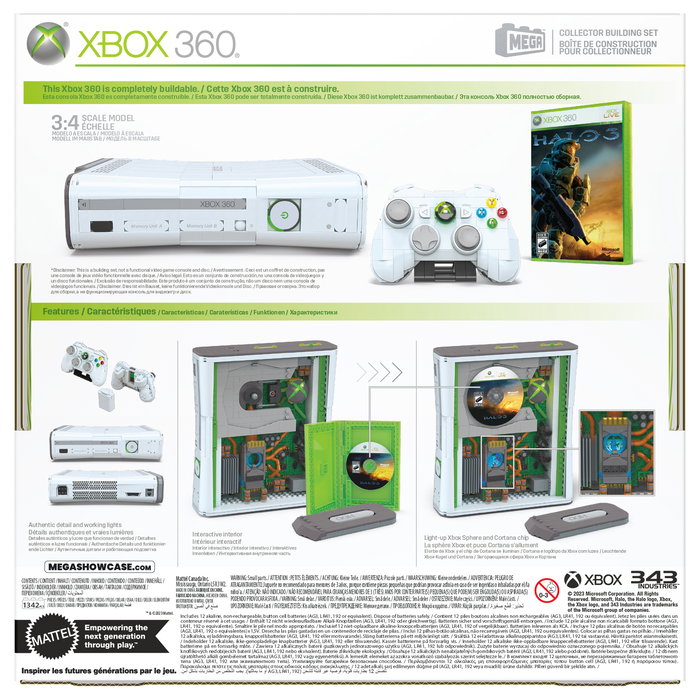 MEGA HWW15 Juego de construcción para adultos, Set coleccionable Xbox 360 con luces, 1342 piezas, Compatible con LEGO