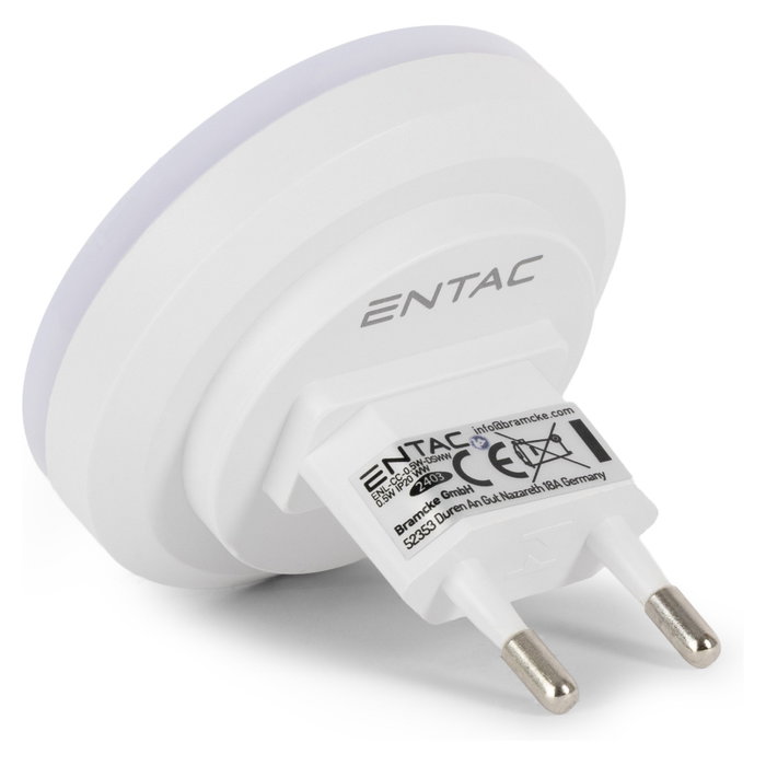 ENTAC Luz de noche LED con sensor de luz Blanco Cálido Blanco