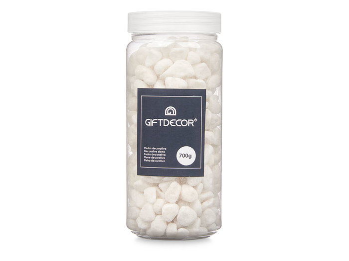 Giftdecor Bote con Piedras Blancas Decorativas 700g, Piedras de 8-15 mm, Jarrón de Piedra Blanco 15.8 cm de Alto (Set de 12)
