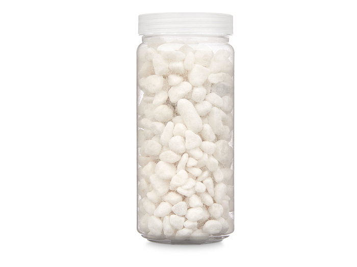 Giftdecor Bote con Piedras Blancas Decorativas 700g, Piedras de 8-15 mm, Jarrón de Piedra Blanco 15.8 cm de Alto (Set de 12)