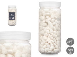 Giftdecor Bote con Piedras Blancas Decorativas 700g, Piedras de 8-15 mm, Jarrón de Piedra Blanco 15.8 cm de Alto (Set de 12)