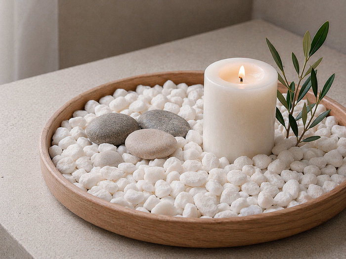 Giftdecor Bote con Piedras Blancas Decorativas 700g, Piedras de 8-15 mm, Jarrón de Piedra Blanco 15.8 cm de Alto (Set de 12)