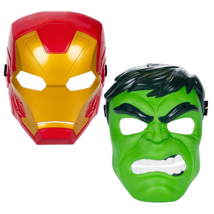 Hasbro G0436 - Pack de 2 Máscaras de Disfraz para Niños, Marvel Avengers: Iron Man y Hulk, Licencia Oficial, Edad +5 años