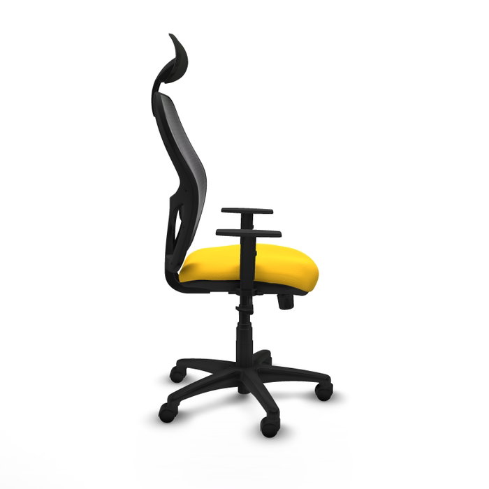 PIQUERAS Y CRESPO Alocén Silla de Oficina con Mecanismo Sincro, Malla Negra y Asiento Amarillo PIQUERAS Y CRESPO Alocén Silla de Oficina con Mecanismo Sincro, Malla Negra y Asiento Amarillo