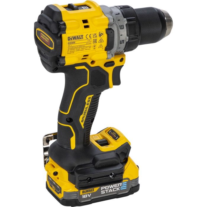 DeWalt DCD800E2T-QW Atornillador y Taladro Inalámbrico 18V con 2 Baterías POWERSTACK de 1,7 Ah