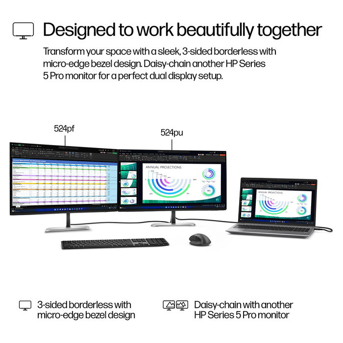 HP 524pu 23,8" FHD 1920x1080 IPS 100Hz 5ms USB-C HDMI DisplayPort VESA Monitor Negro/Plata