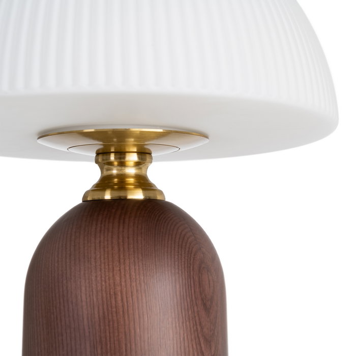 Lámpara Mesa Marrón Cristal-Madera 25 X 25 X 38 cm