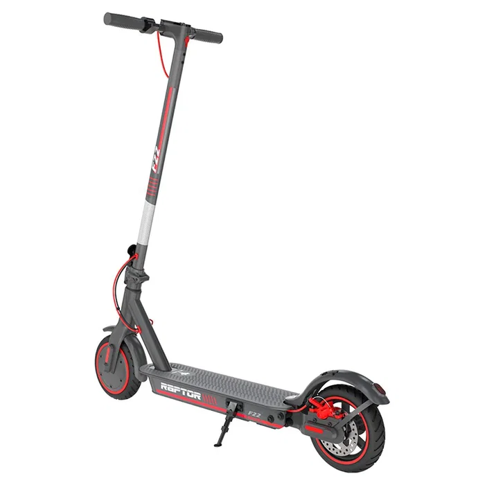 Aiwa Patinete Eléctrico F22 Raptor, Motor 350W Máx. 700W, Batería Litio 10Ah, Autonomía 30km, Velocidad 25 km/h, Plegable, Ruedas 8.5", Doble Freno Eléctrico y Disco, Gris
