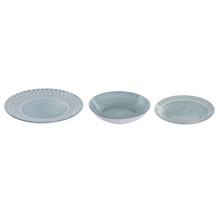 DKD Home Decor Set de Vajilla de Porcelana de 18 Piezas Turquesa DKD Home Decor Set de Vajilla de Porcelana de 18 Piezas Turquesa