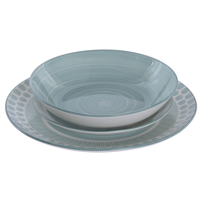 DKD Home Decor Set de Vajilla de Porcelana de 18 Piezas Turquesa DKD Home Decor Set de Vajilla de Porcelana de 18 Piezas Turquesa