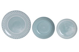 DKD Home Decor Set de Vajilla de Porcelana de 18 Piezas Turquesa